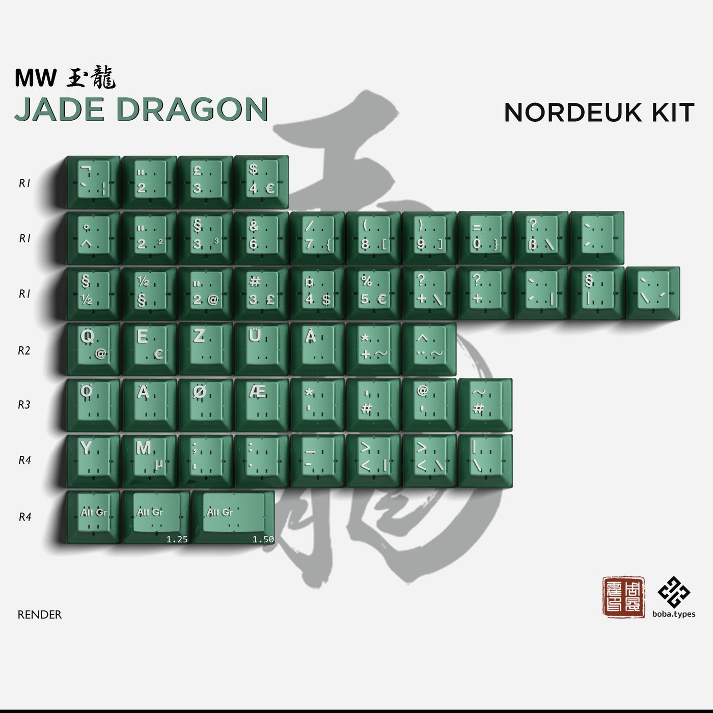 [IN STOCK]keycaps-MW Jade Dragon