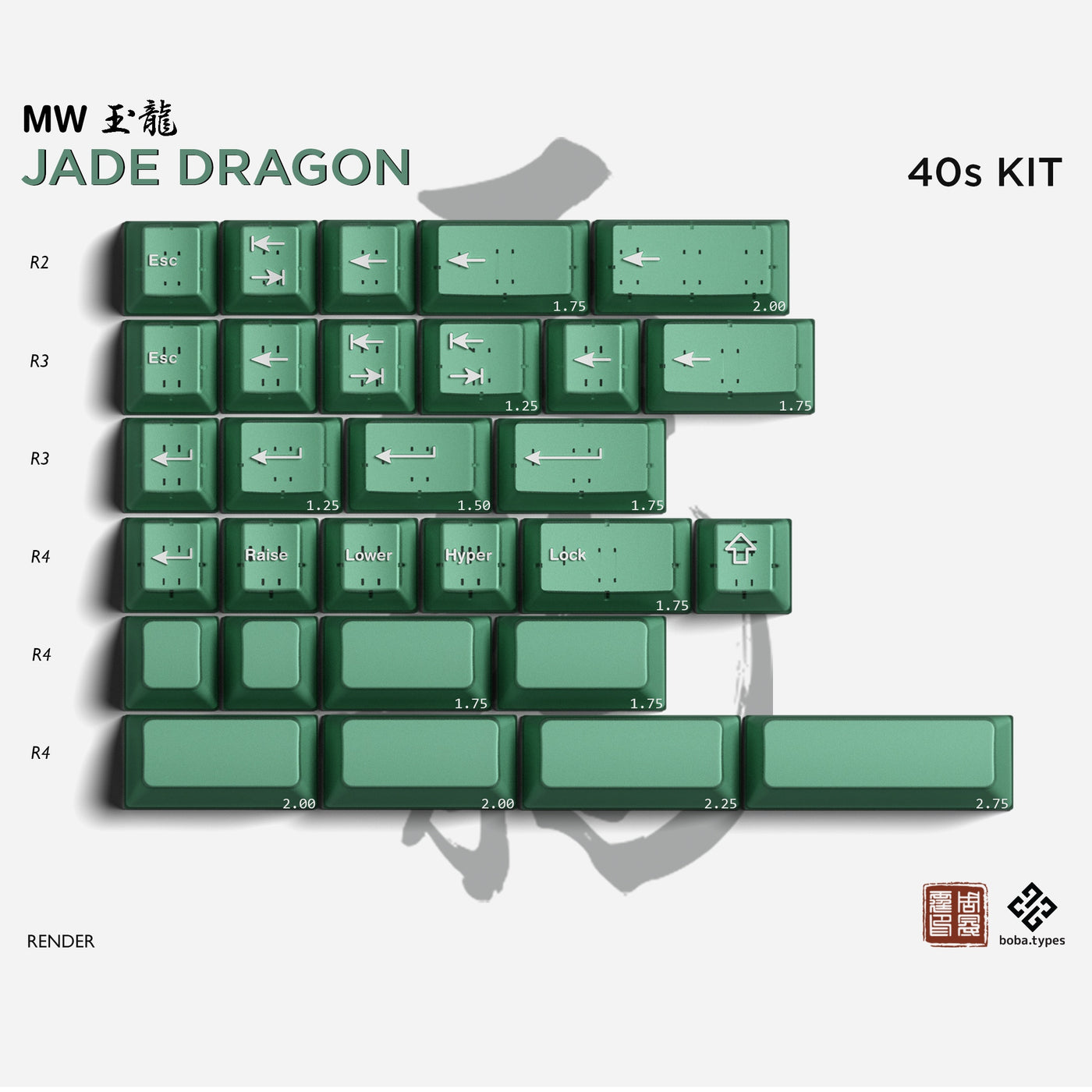 [IN STOCK]keycaps-MW Jade Dragon