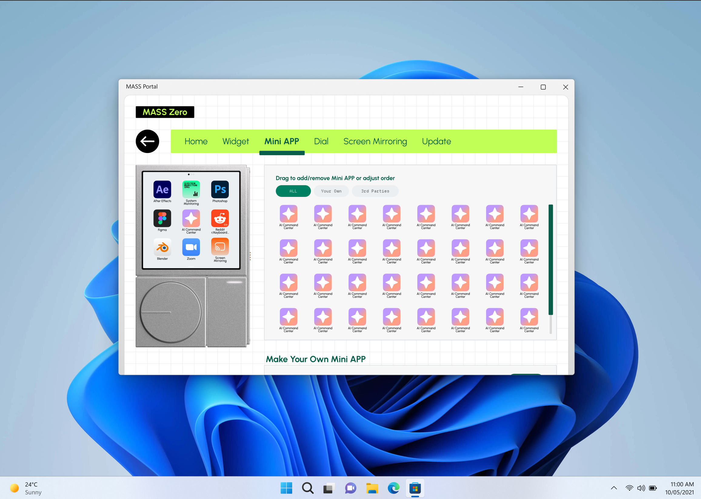 MASS Portal Mini Apps interface